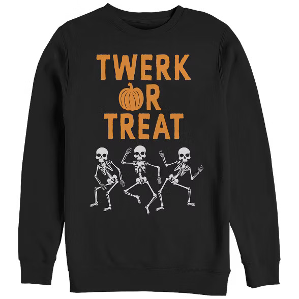 Women's CHIN UP Halloween Twerk or Treat Skeleton Sweatshirt | Target