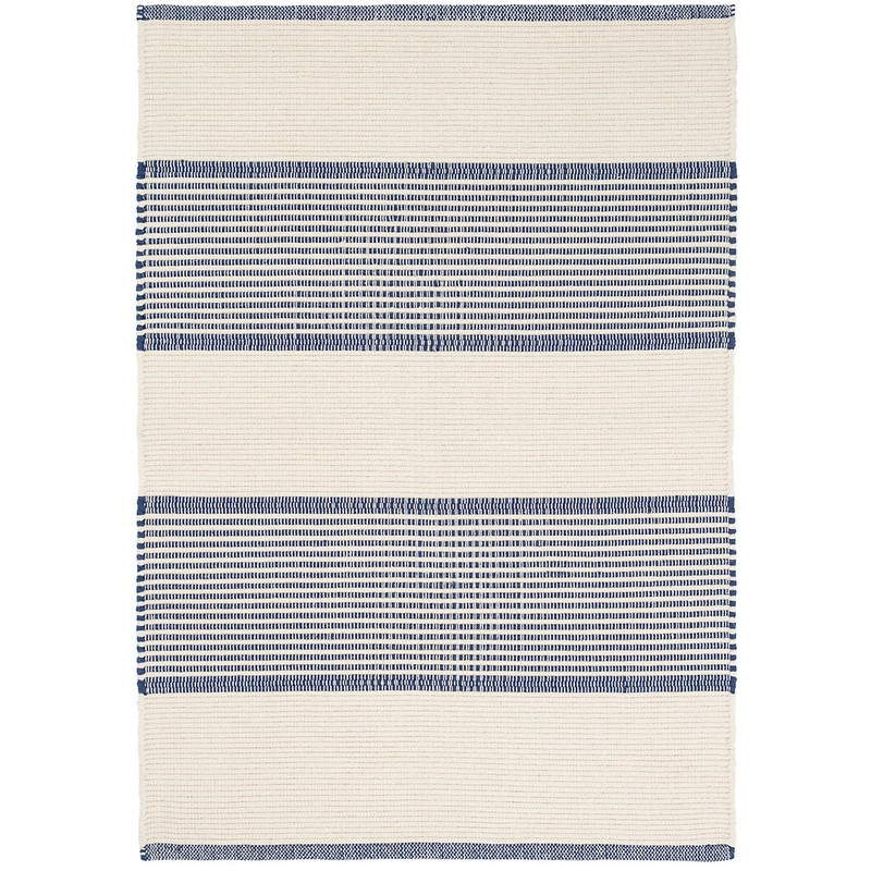 La Mirada Navy Handwoven Cotton Rug | Annie Selke
