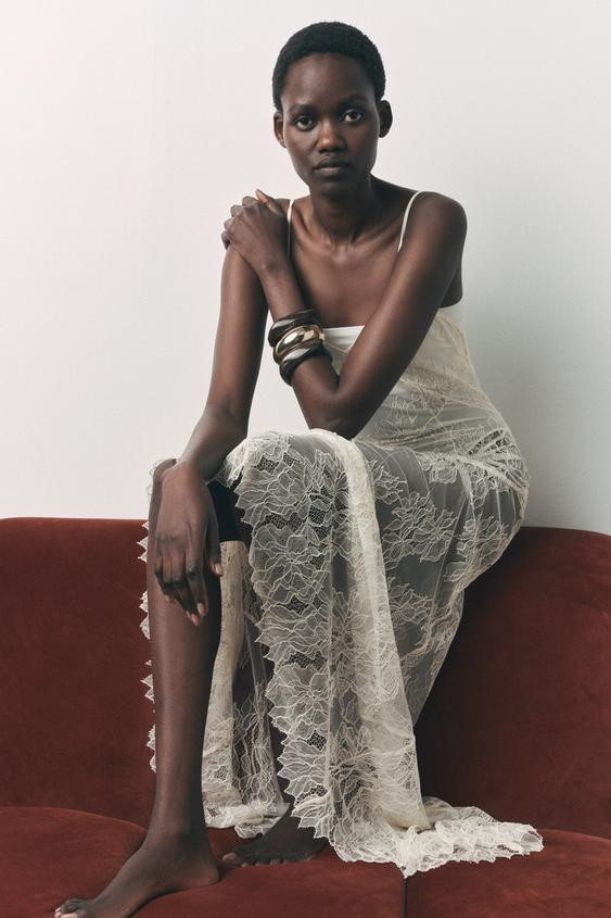 ASYMMETRICAL LACE DRESS | Zara US