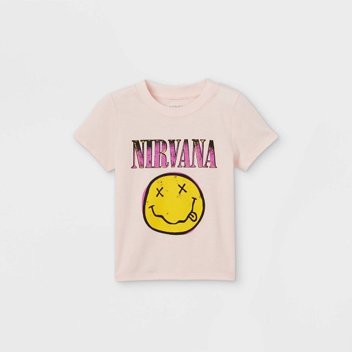 Toddler Girls' Nirvana Short Sleeve Graphic T-Shirt - Pink | Target