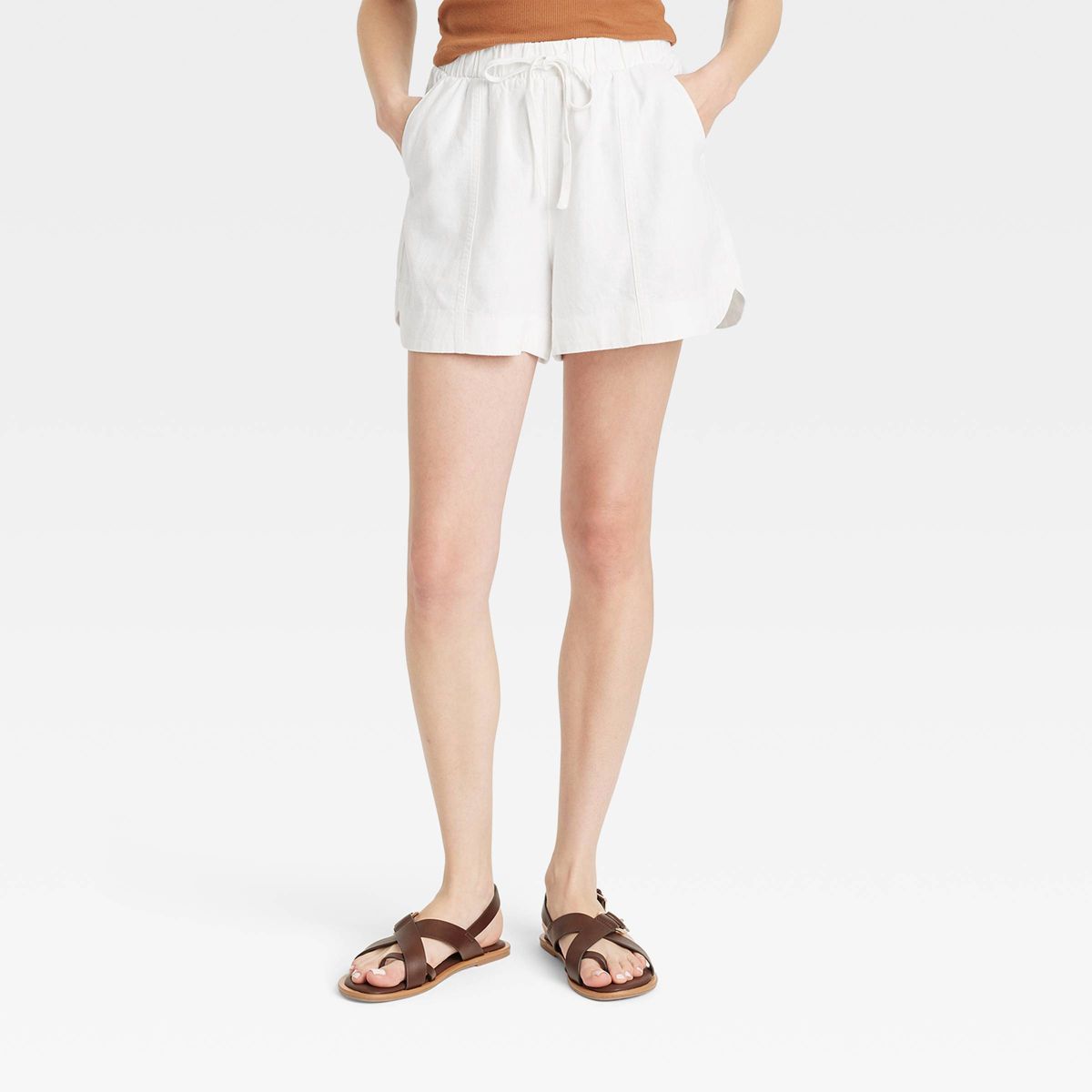 Women's High-Rise Linen Pull-On Shorts - Universal Thread™ White XS | Target