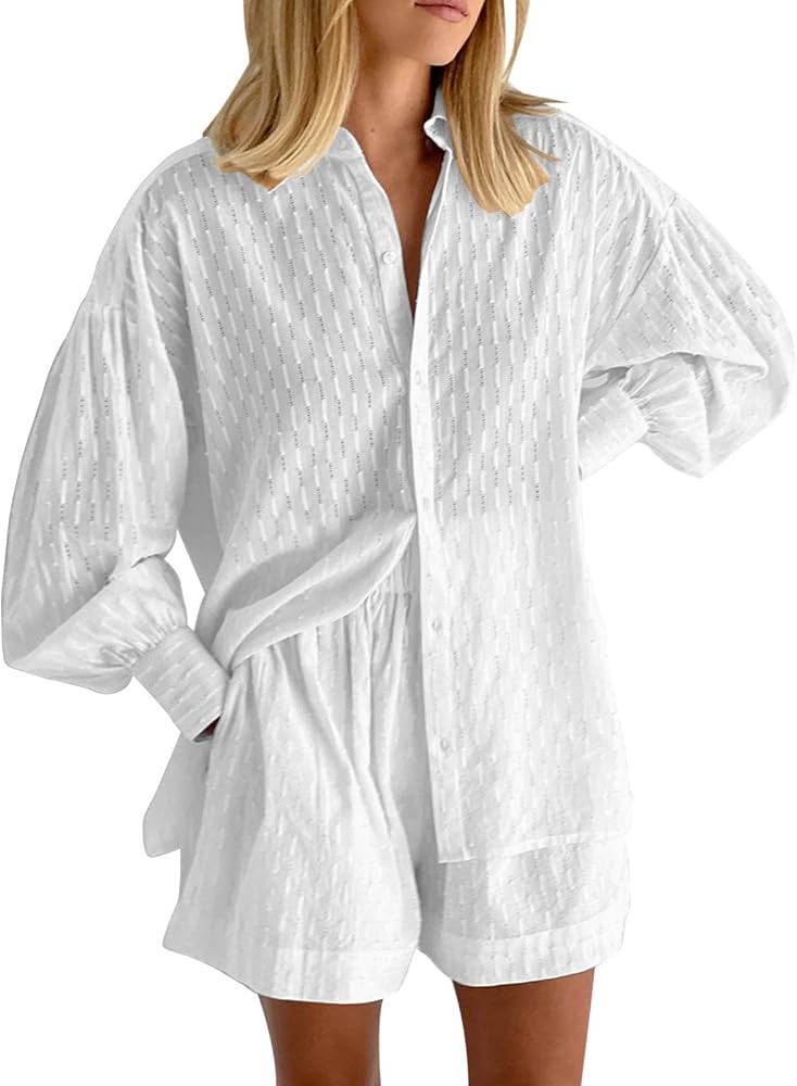 Summer Vacation Outfits For Women Beach 2 Piece Set Plus Size Outfits Solid Loungewear Set Top an... | Amazon (US)