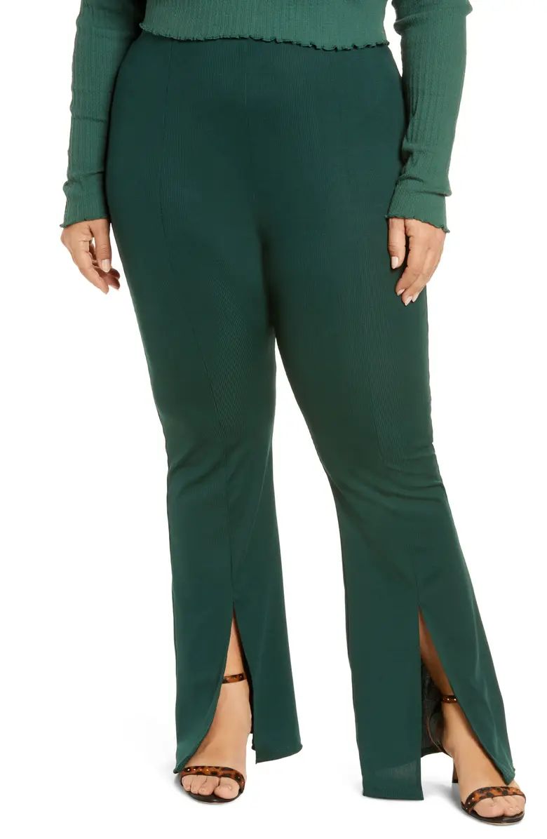 RIVER ISLAND Rib Front Slit Scuba Flare Pants | Nordstrom | Nordstrom