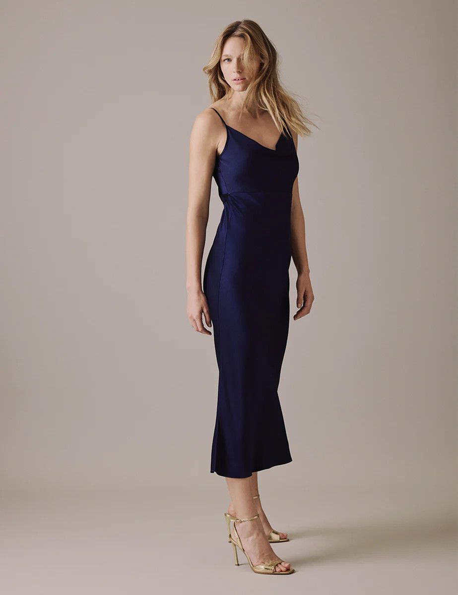 Navy Cowl Neck Midi Trixie Dress | Nobody's Child