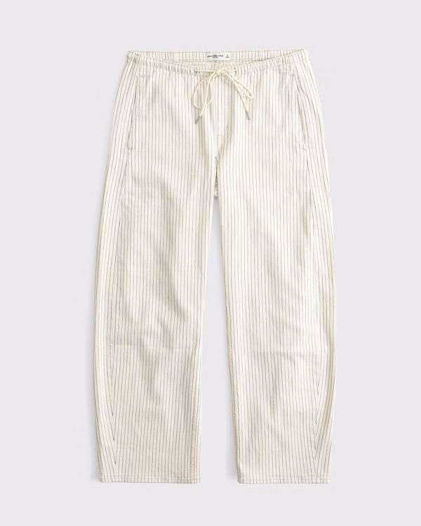 Linen-Blend Denim Pull-On Barrel Jean | Abercrombie & Fitch (US)