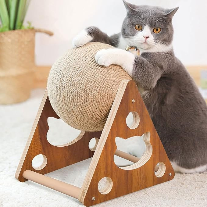 AGYM Cat Scratcher Toy, Natural Sisal Cat Scratching Ball, Anti Depression Cat Ball Toy Scratcher... | Amazon (US)