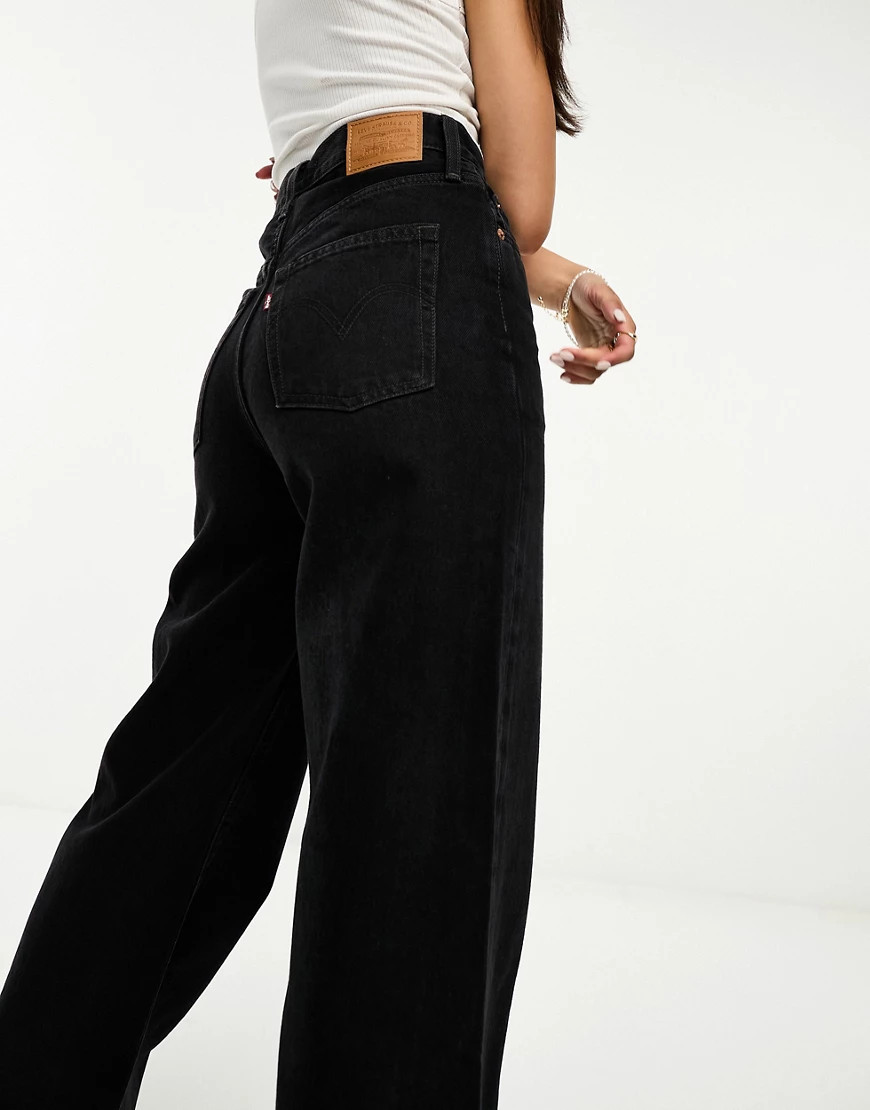 Levi's Ribcage wide leg jean in black-Navy | ASOS (Global)
