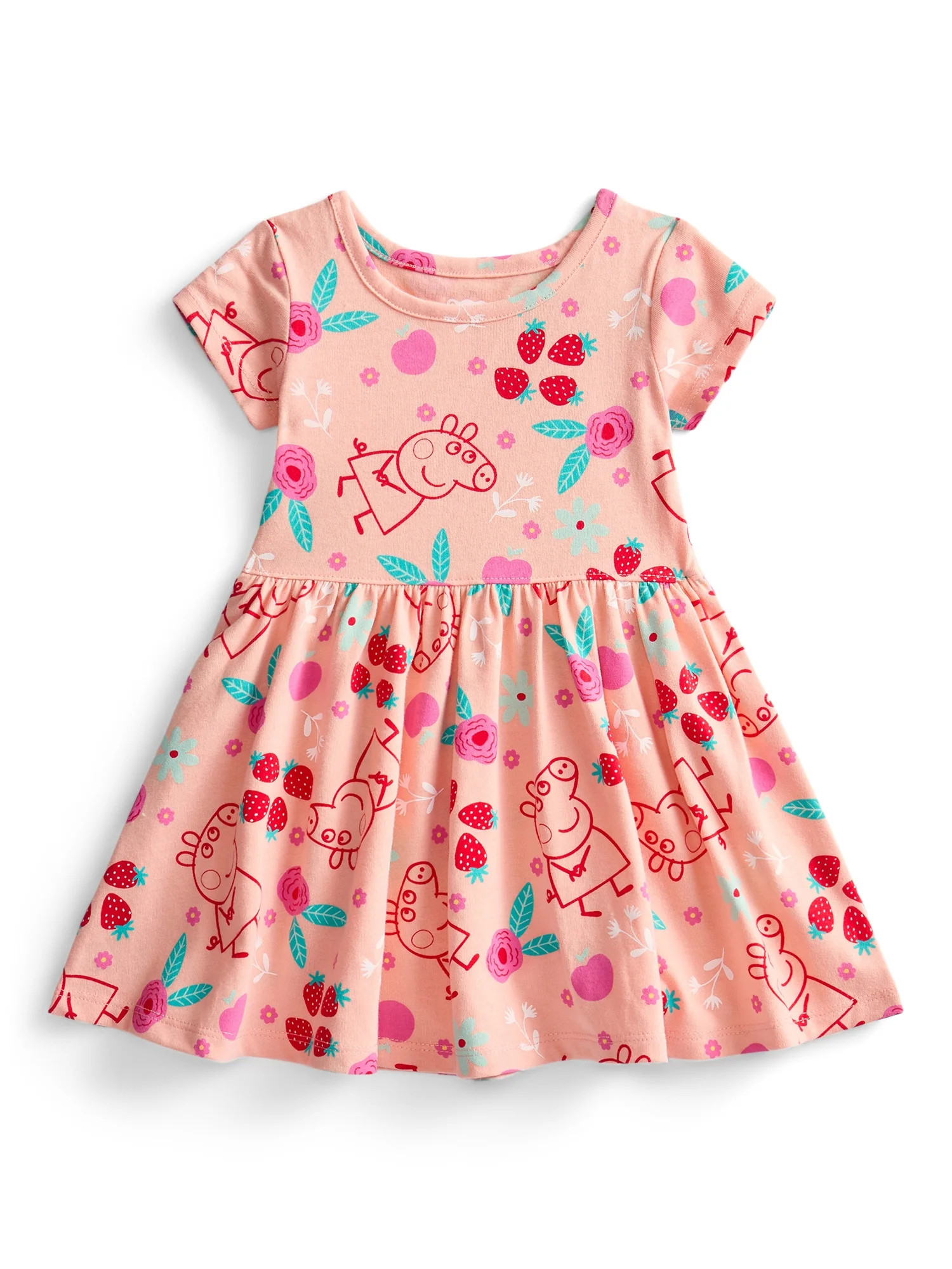Peppa Pig Toddler Girl Allover Print Dress with Short Sleeves, Sizes 12M-5T | Walmart (US)