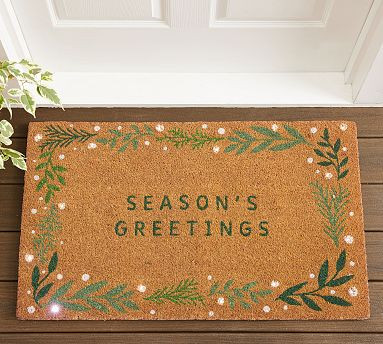 Season's Greetings Light Up Doormat | Pottery Barn (US)