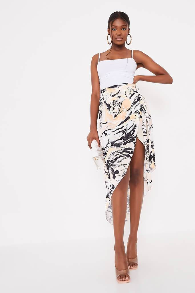 Stone Abstract Print Wrap Skirt | ISAWITFIRST