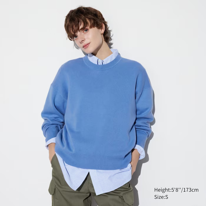 Smooth Cotton Relaxed Crew Neck Sweater | UNIQLO (US)