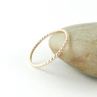 Thin Gold Twist Ring, 14K Fill Stacking Ring | Etsy (US)