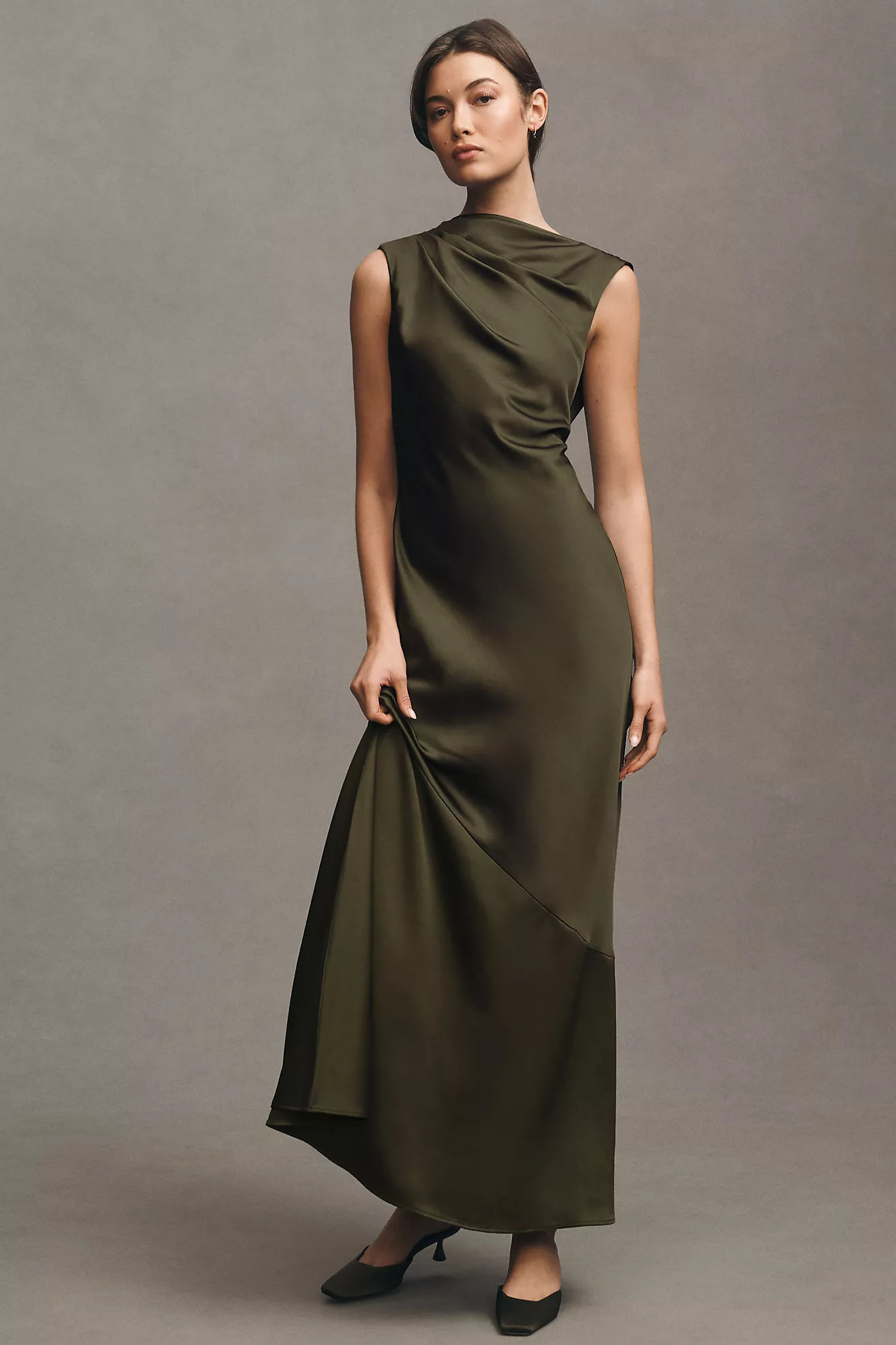 Significant Other Lana Cowl-Neck Tie-Back Satin Maxi Dress | Anthropologie (US)