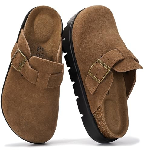 Project Cloud 100% Genuine Leather Platform Clogs for Women Footwear - Memory Foam Arch Support Cork Footbed Casual Shoes & Mules for Women 2026 (BentonChunky, CACAOSUEDE,7) | Amazon (US)
