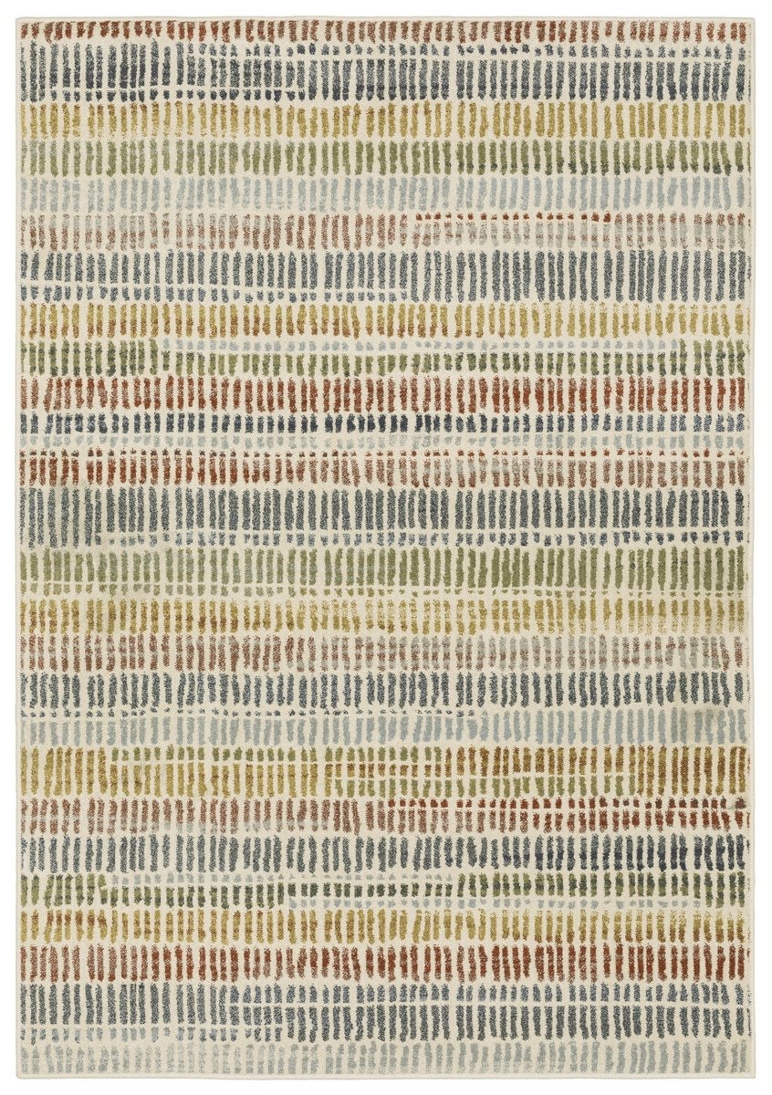 Branson BR-06 Ivory/Blue (A) Striped Area Rug | Rugs Direct