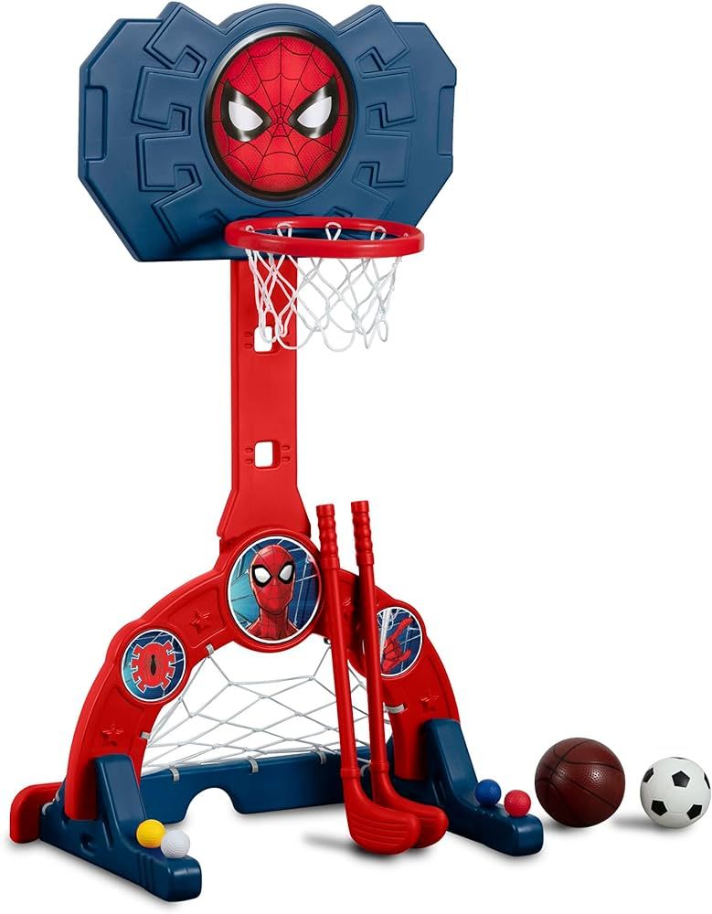 Delta Children - Marvel Spider-Man 4-in-1 Sports Center – Adjustable Easy Score Basketball Hoop... | Amazon (US)