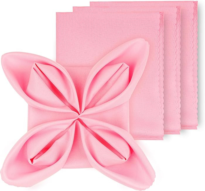 Cloth Napkins Set of 4, 18 x 18 Inch Solid Washable Polyester Dinner Napkins, Cotton Napkins, Pin... | Amazon (US)