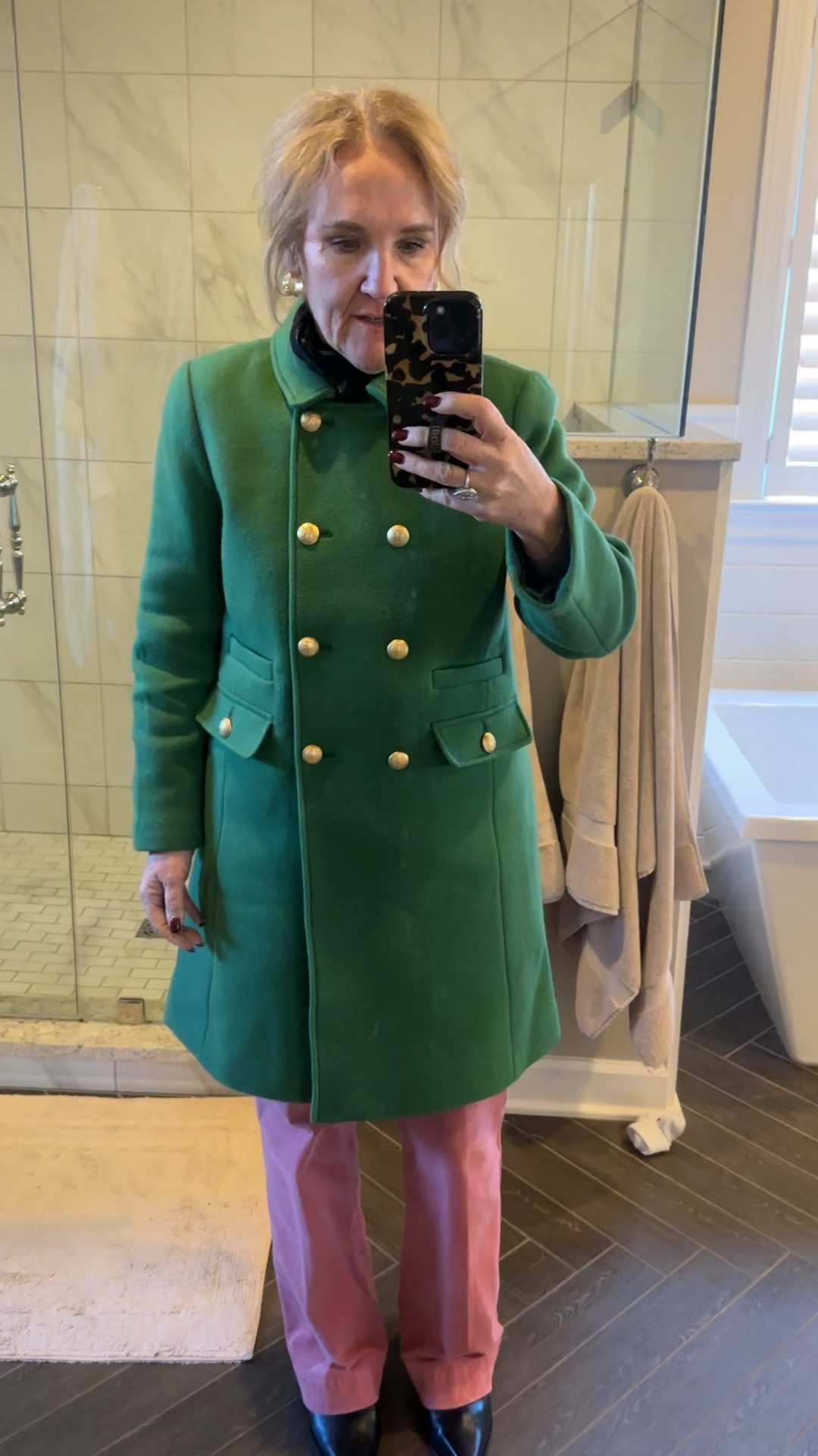 BEAUTIFUL coat 50% off! Wearing a 10 petite. 

Pink corduroys 50% off too. Size down! 

Black blouse wearing a medium. 


#LTKWatchNow #LTKSaleAlert #LTKOver40