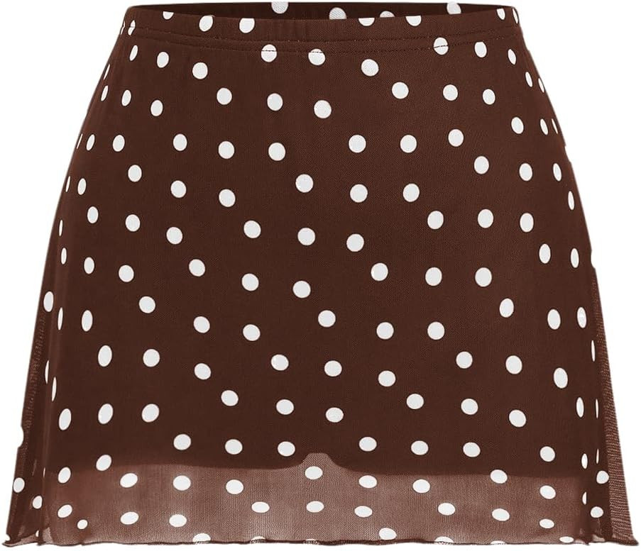 Verdusa Women's Polka Dots Mini Skirt Y2K Vintage Mesh Country Concert Outifits | Amazon (US)