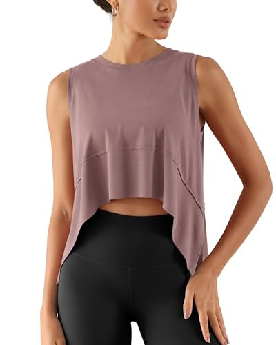 ODODOS Modal Soft Sleeveless Crop Top for Women Athletic Tee Gym Workout Cropped Yoga Tank, Dusty Rose, X-Small | Amazon (US)