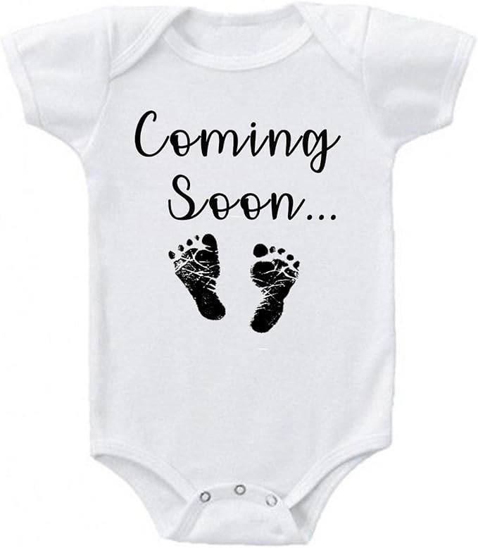 Ink Trendz Coming Soon... Baby Feet Pregnancy Announcement Baby Bodysuit One piece Romper | Amazon (US)