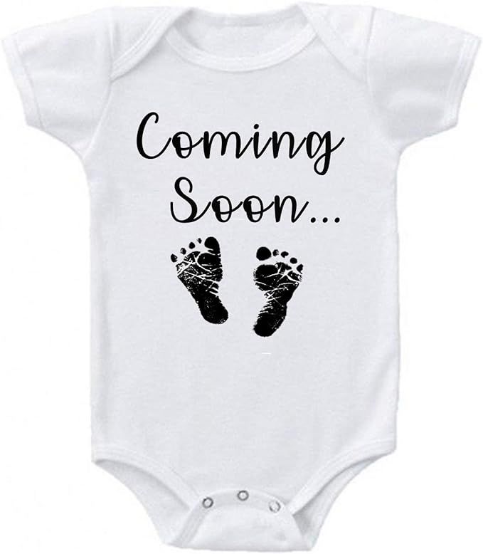 Ink Trendz Coming Soon... Baby Feet Pregnancy Announcement Baby Bodysuit One piece Romper | Amazon (US)