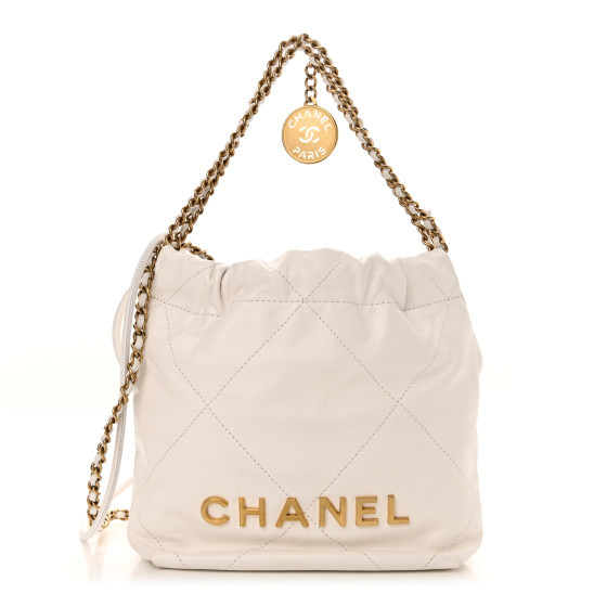 Shiny Calfskin Quilted Mini Chanel 22 White | FASHIONPHILE (US)