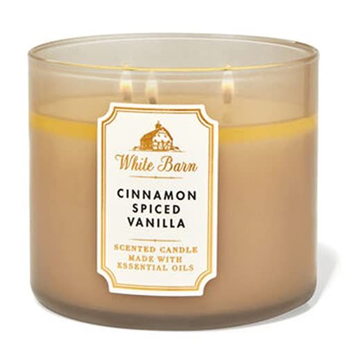 Bath and Body Works, White Barn 3-Wick Candle w/Essential Oils - 14.5 oz - 2021 Core Scents! (Cinnam | Amazon (US)