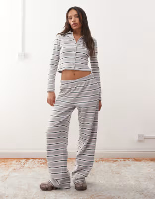 Reclaimed Vintage brushed stripe pull on trouser co-ord in grey stripe | ASOS (Global)