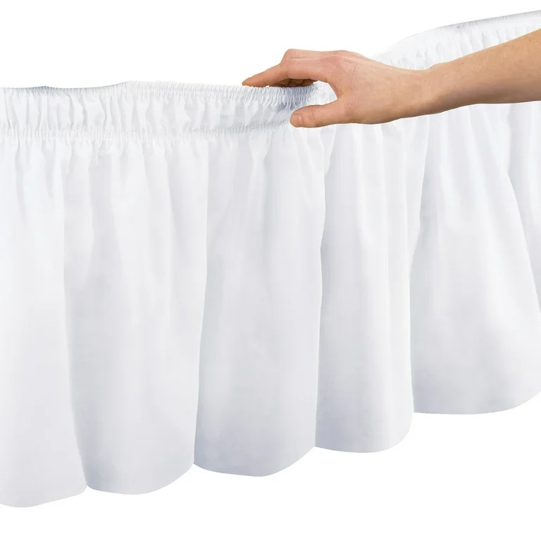 Collections Etc Wrap Around Bed Skirt, Easy Fit Elastic Dust Ruffle, White, Queen/King | Walmart (US)