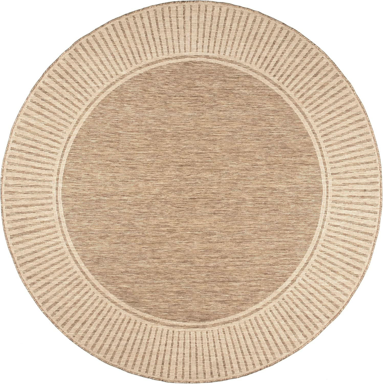 nuLOOM Asha Simple Border Indoor/Outdoor Area Rug, 7' Round, Light Brown | Amazon (US)