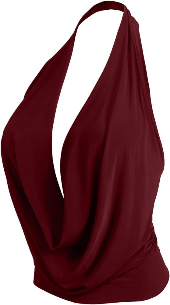 J. LOVNY Womens Womens Lightweight Low Cut Halter Top S-3XL | Amazon (US)