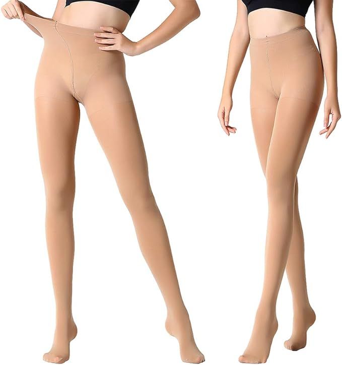 MANZI Women's 2-6 Pairs Opaque Control Top Tights Comfort Stretch 70 Denier Pantyhose | Amazon (US)