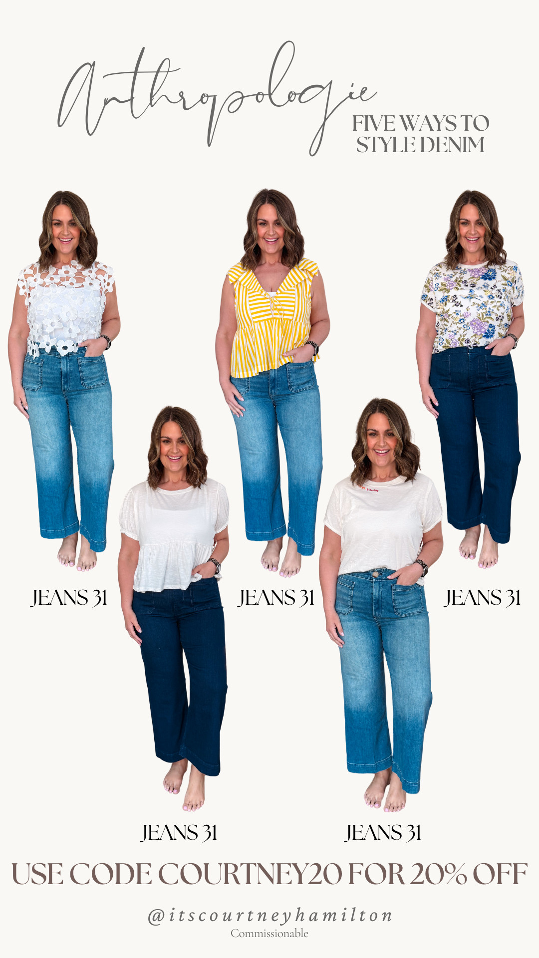 Five ways to style denim from Anthropologie! Use my code COURTNEY20 for 20% off your next order!! My code works from 05/05-05/11!

spring fashion, butter yellow, wedding guest dress, mothers day, sale alert, watchnow, summer dress, wedding guest, mid size fashion, courtney hamilton 

 #LTKMidsize #LTKFindsUnder100 #LTKStyleTip