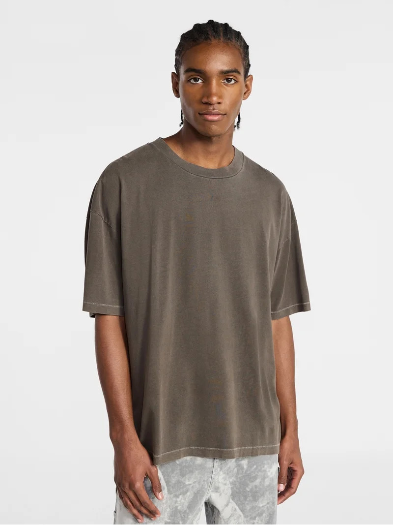 No Boundaries Men's Oversized Boxy Tee with Short Sleeves, XS-4XLT | Walmart (US)