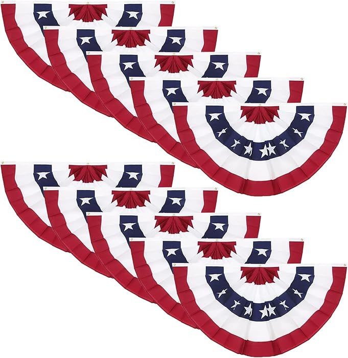 3x6 Ft American Pleated Fan Flag (Set of 10) – Patriotic Half Fan Bunting, 4th of July Memorial Day Decorations for 250th Anniversary | Amazon (US)