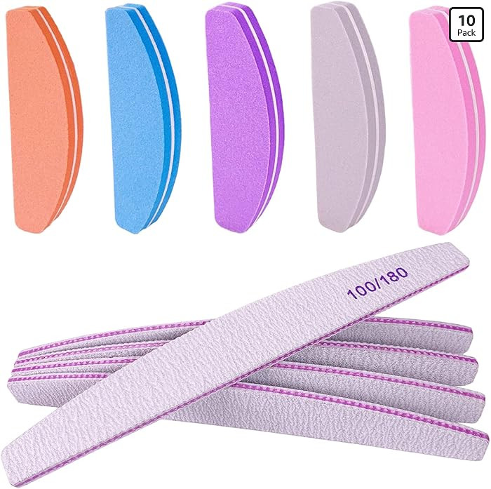 Nail File and Buffer (10 Pcs), Buffer Block Nail Files Double Sided 100/180 Grit for Acrylic and ... | Amazon (US)