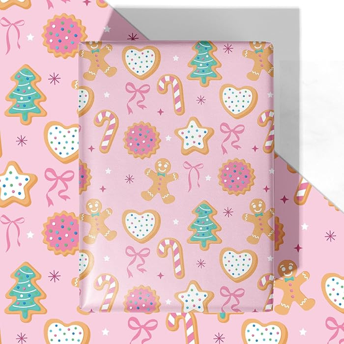WRAPLULU Pink Christmas Tree Wrapping Paper - 4 Jumbo Sheets, 28 * 40 Inches - Snowflake Xmas Gif... | Amazon (US)