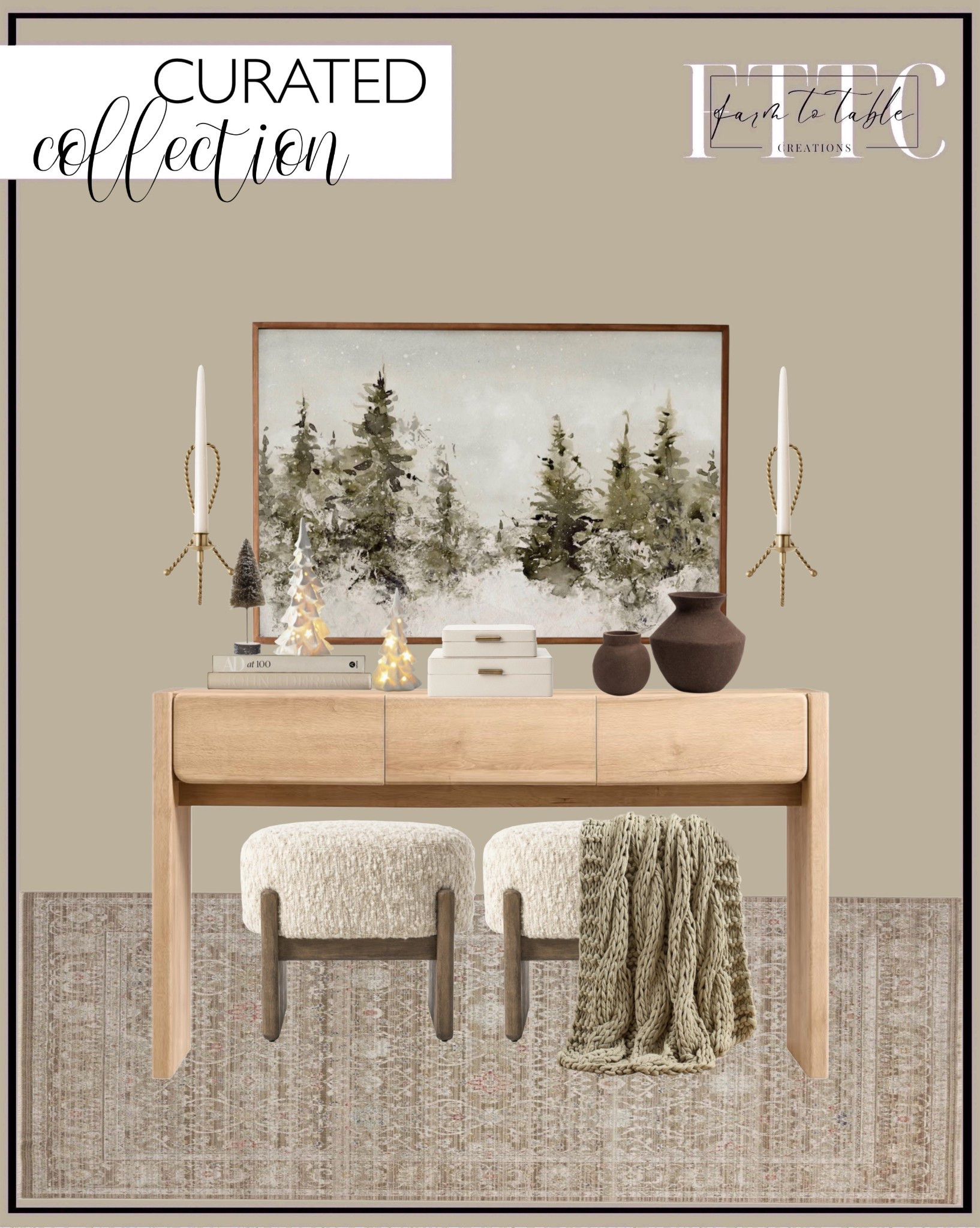 Curated Winter Console Collection

Follow @farmtotablecreations on Instagram for more home inspiration.

A warm and layered winter moment for your console table—soft neutrals, cozy textures, and subtle seasonal touches that feel elevated and timeless. From the snowy pine artwork to the boucle stools and earthy pottery, every piece adds depth without overwhelming the space. Perfect for creating that calm, collected winter aesthetic that carries beautifully beyond the holidays.

#entrywaydecor #consoletabledecor #winterdecor #neutraldecor #homestyling #homedecorideas #woodsandwhites #modernorganic #interiordesign #decorinspo #cozyhome #ltksalealert #ltkhome #ltkfinds #livingroomdecor #arearug #benches #accentstools #vintageprint #wallart #neutralpalette #winterstyling


#LTKFindsUnder50 #LTKHome #LTKSaleAlert