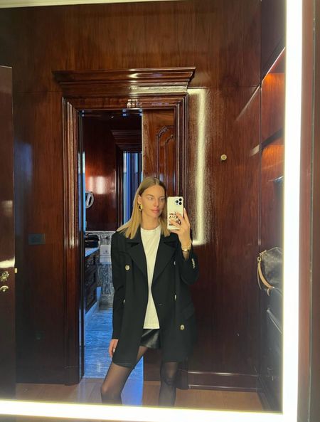 Spring Outfit Inspiration, Milan Fashion, City Break, Black Blazer, Leather Skirt, COS T-shirt, Going Out Outfit, Dinner Outfit 

#LTKstyletip #LTKSeasonal #LTKeurope