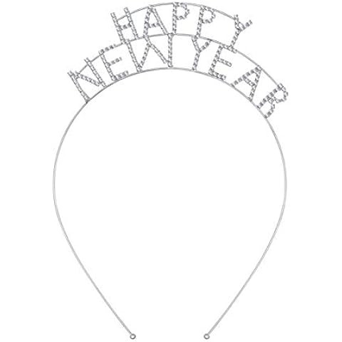 Frcolor Happy New Year Headband Crystal Sparkly New Years Eve Tiara Holiday Nye Crown Hair Access... | Amazon (US)