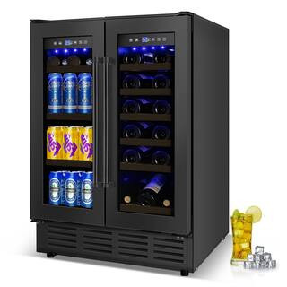 Denjol 23.5 in. Dual Open Built-in/Freestanding Outdoor Beverage Center in Black with Adjustable ... | The Home Depot