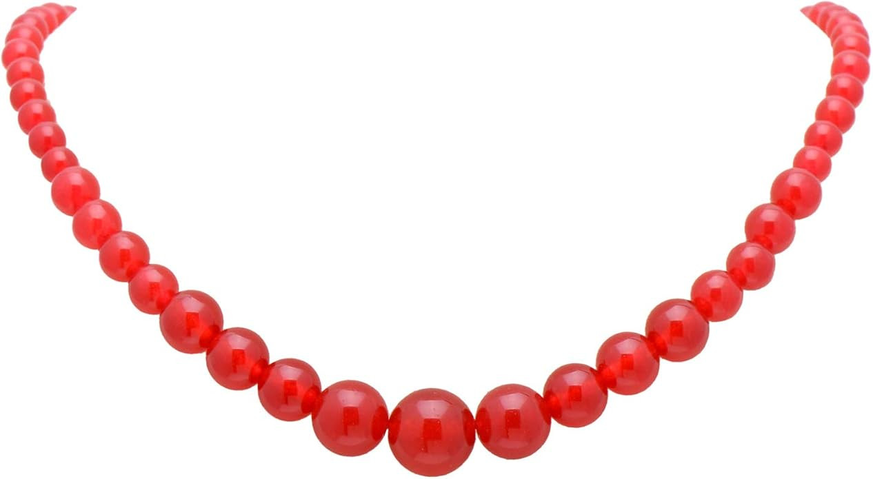 Paialco Women's Graduated Necklace Chalcedony Agate Gemstone Beads Strand 18 Inches | Amazon (US)
