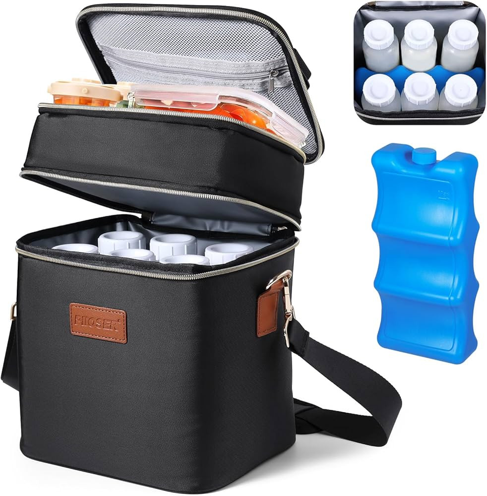 PIIOSER Breastmilk Cooler Bag with Ice Pack Fits 6 Baby Bottles Up to 9 Ounce, Insulated Baby Bot... | Amazon (US)