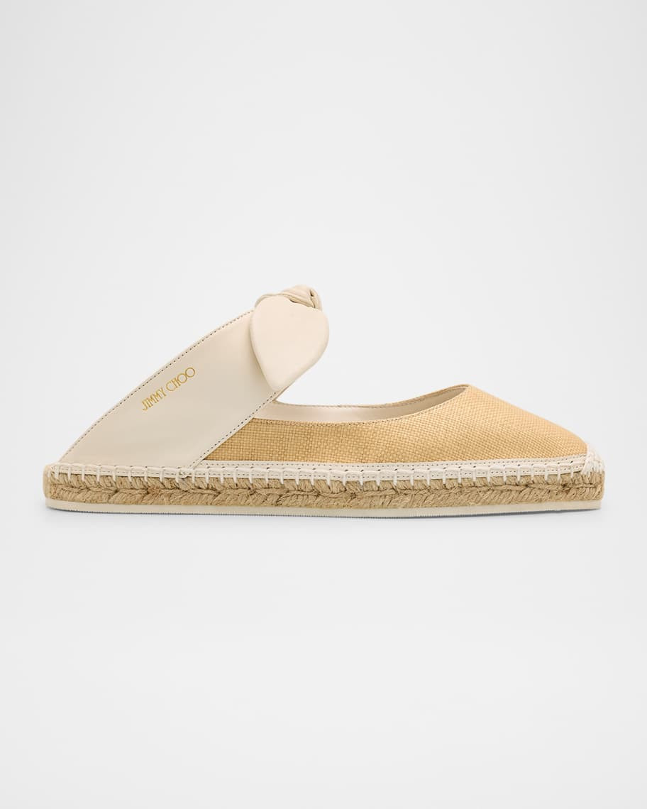 Jimmy Choo Reka Raffia and Leather Flats | Neiman Marcus