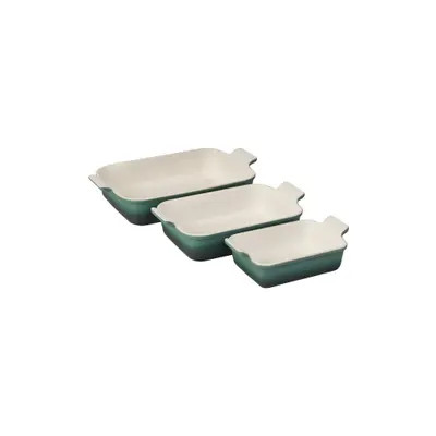 Le Creuset The Heritage Set of 3 Rectangular Baking Dishes in White at Nordstrom | Nordstrom