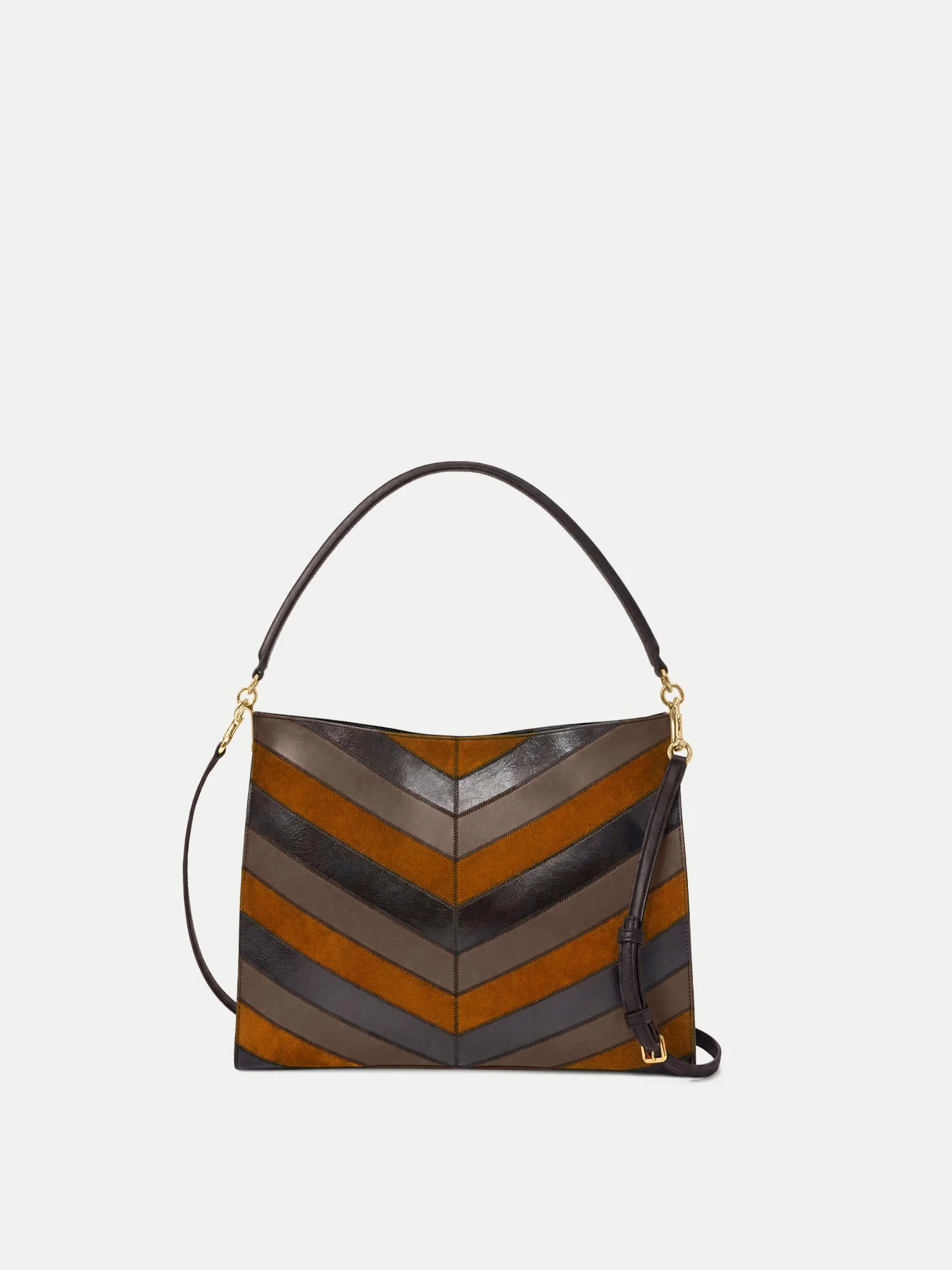 Chevron Vida Shoulder Bag in Brown Tobacco Multi | Veronica Beard | Veronica Beard