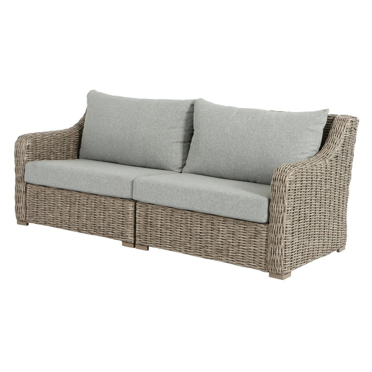 Better Homes & Gardens Bellamy Outdoor 1pc Sofa, Gray Wicker/Gray Cushion | Walmart (US)