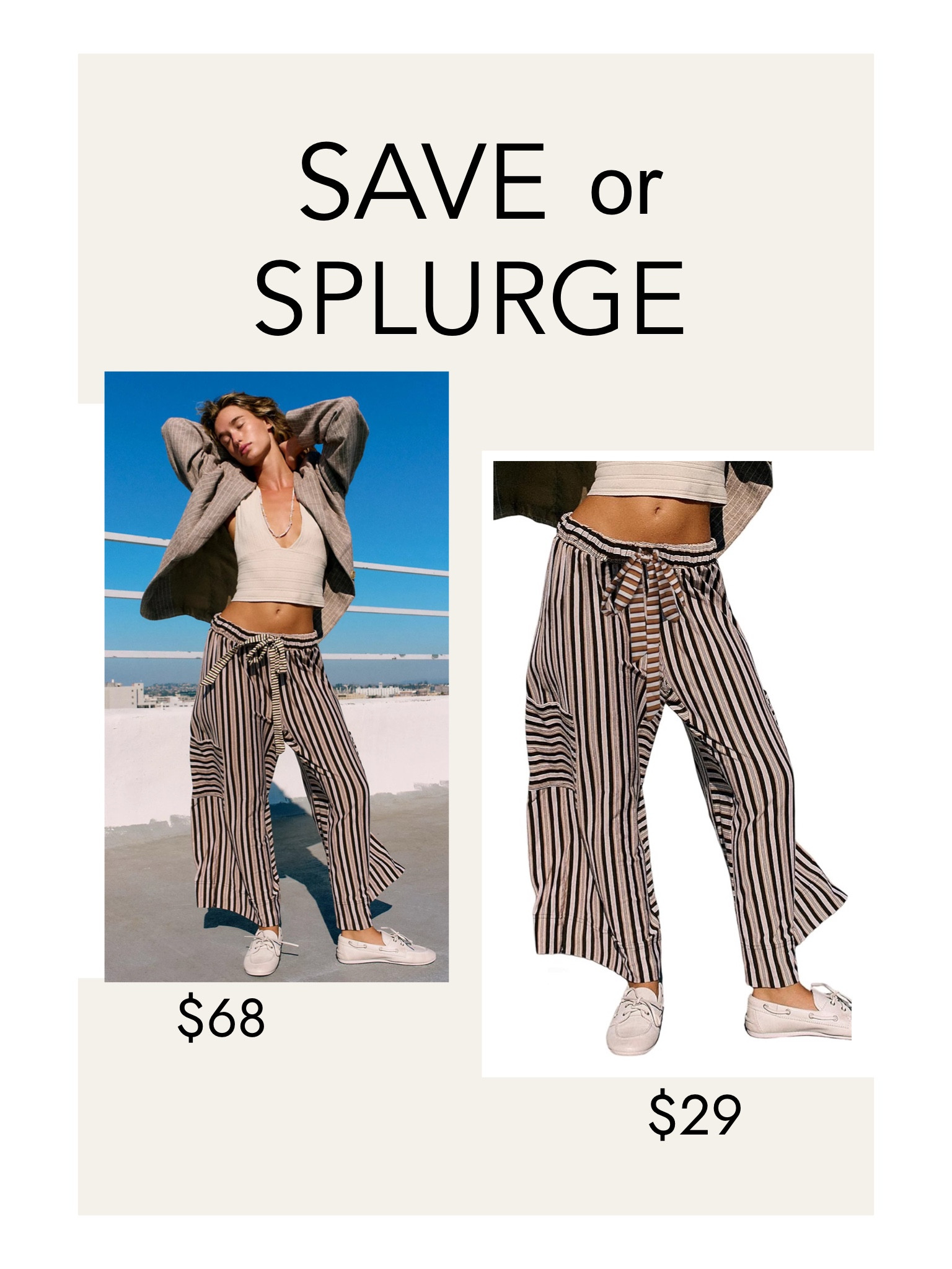 Save or splurge on Striped pants. These come in several colors.

#LTKFindsUnder50 #LTKStyleTip #LTKOver40