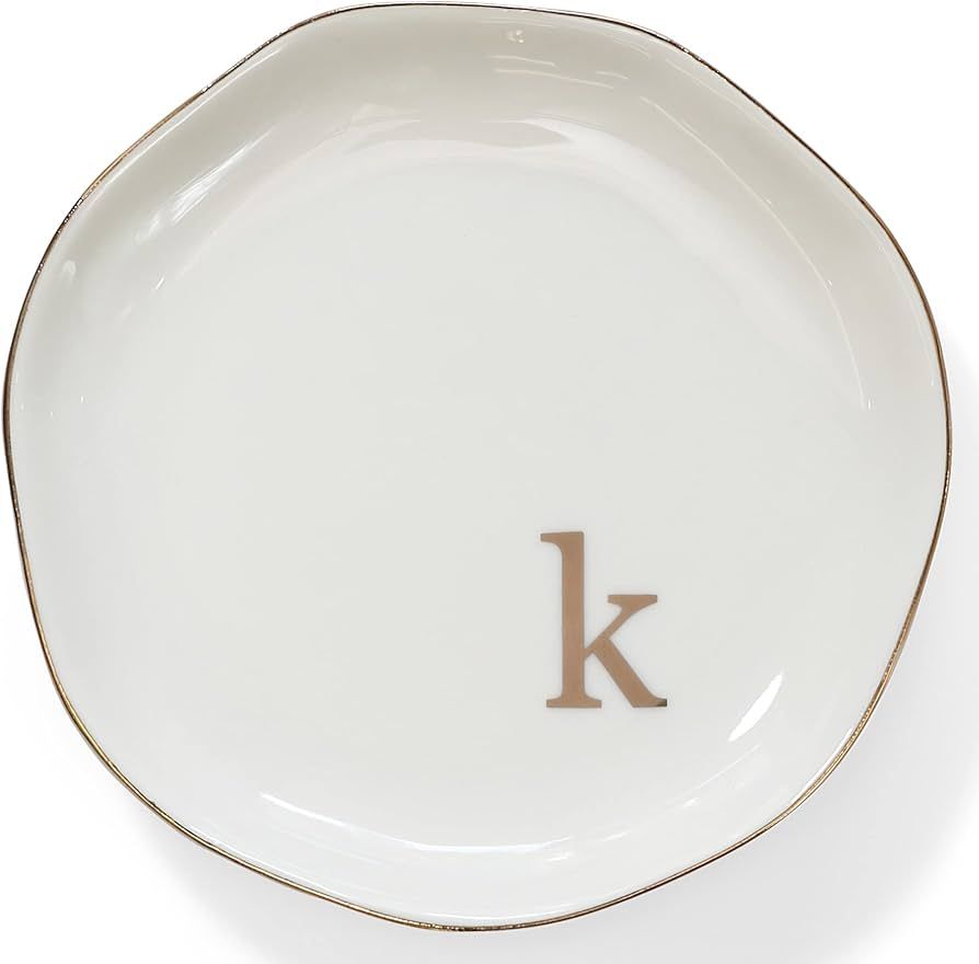 HOME SMILE Initials Ring Dish Jewery Tray with Personalized K-Monogrammed Engagement Wedding Gift... | Amazon (US)